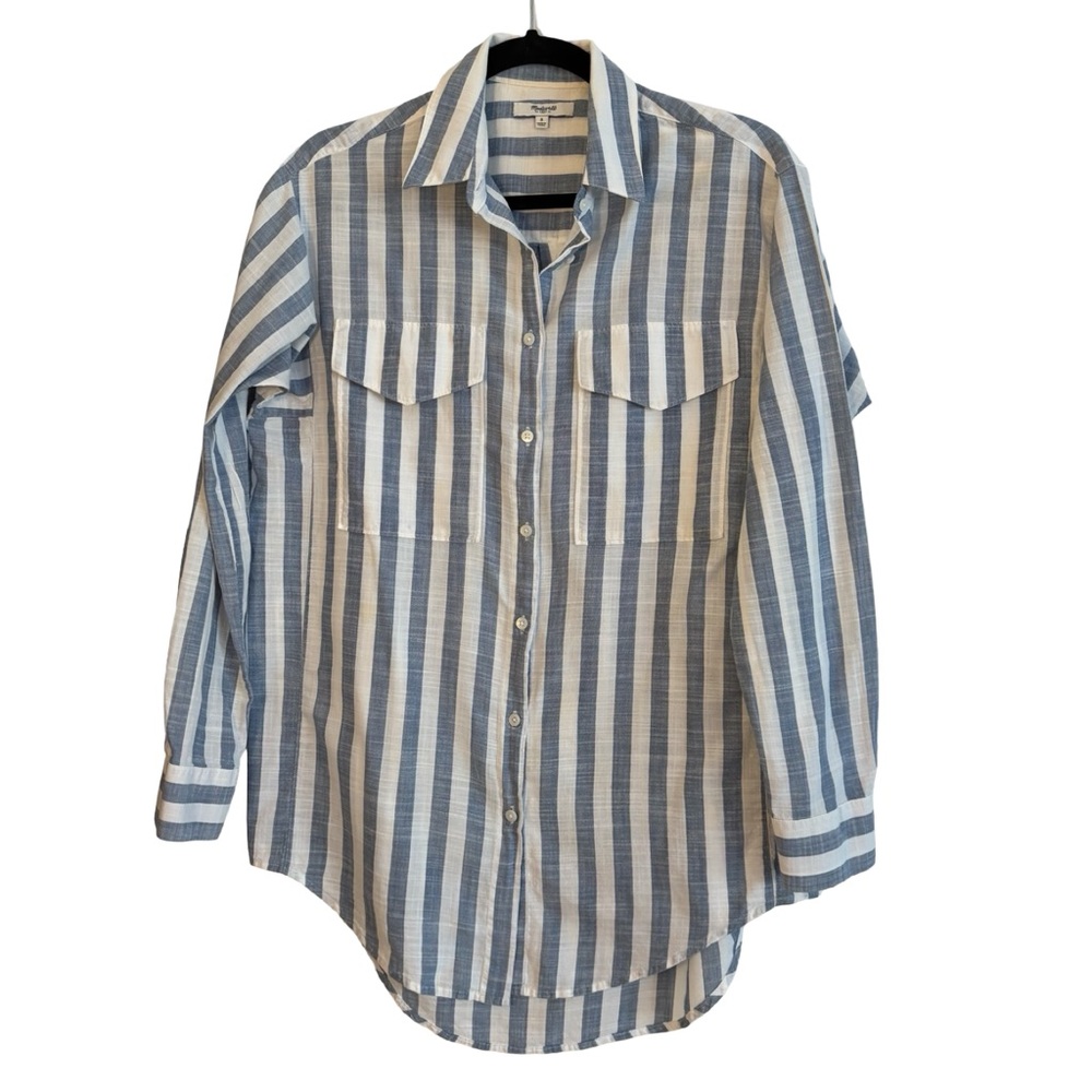 Madewell Blue and White Striped Button Down Shirt